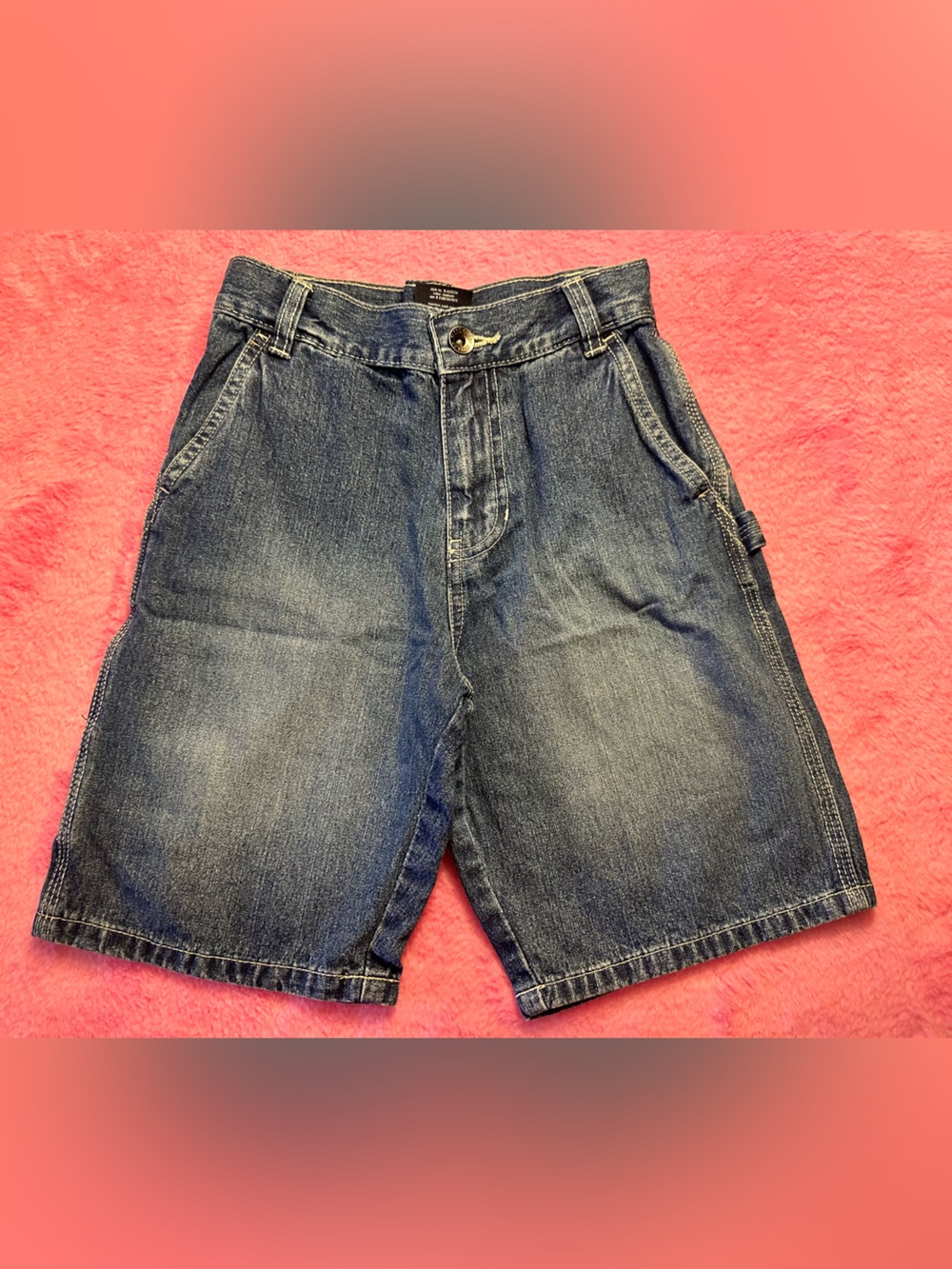 Vintage Y2K Faded Glory Indigo Blue Denim Cargo Shorts NWT